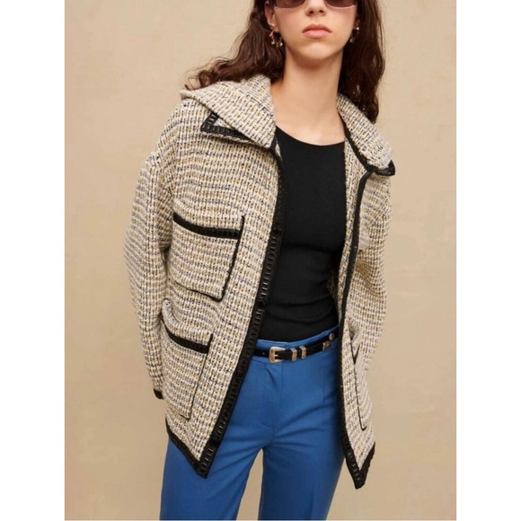 Maje Jackets & Blazers - Maje Black and Cream Tweed Blazer